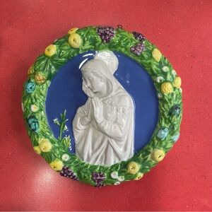 Vintage Cantagalli Firenze Lucca Della Robbia Ceramic Wall Tondo